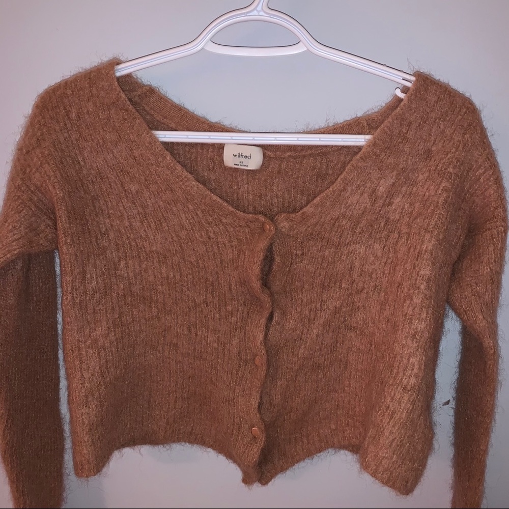 Wilfred Textured Wool Cropped Cardigan (XS)